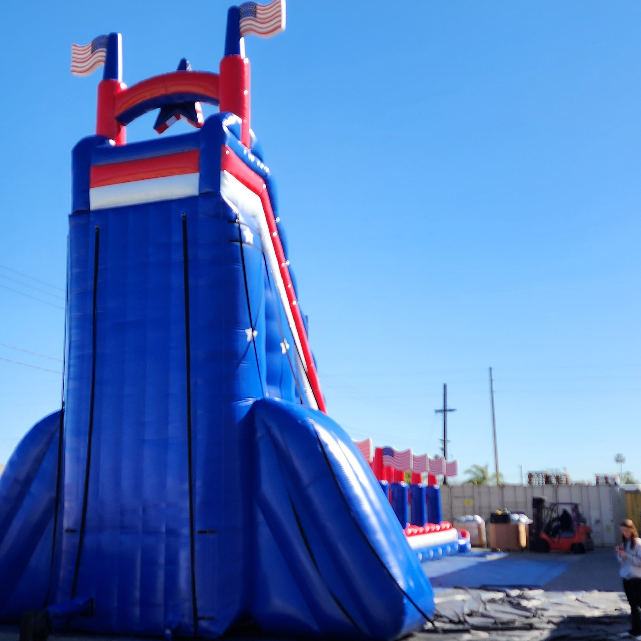 37ft Stars and Stripes Single Lane Water Slide | Shore Party Rentals
